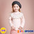 JELISPOON吉哩熊韩国童装冬季新款女童蕾丝花朵加绒T恤(150 桃粉色)第4张高清大图
