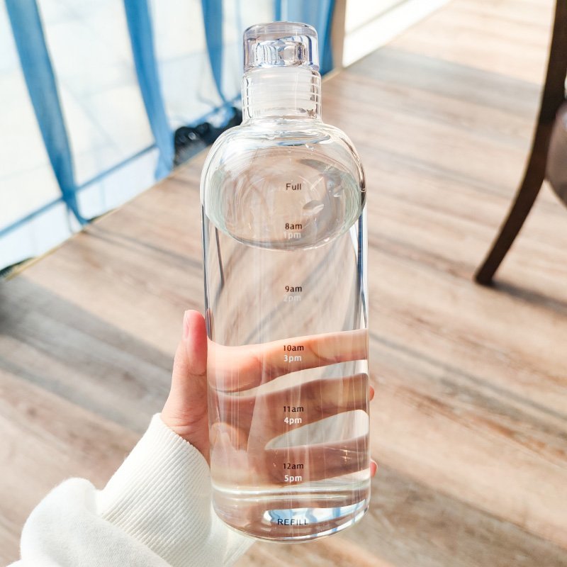 喝水目标简约玻璃水杯ins风网红高颜值便携水瓶时尚2021新款杯子渐变