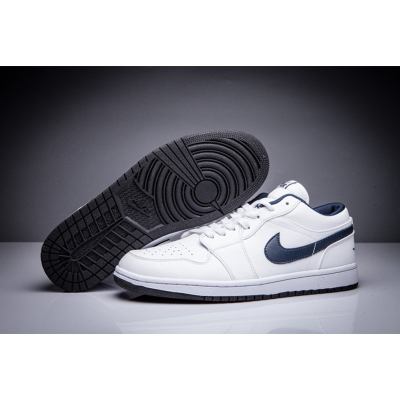 耐克乔丹1代 air jordan aj1 男子低帮篮球乔丹休闲运动球鞋(全白黑勾