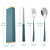 便携304不锈钢叉勺筷子餐具套装 单人装旅行出差三件套学生餐具(蓝色 3件套)第7张高清大图