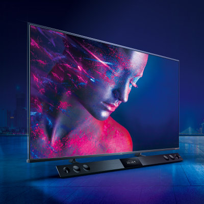 TCL 55C10 55英寸液晶电视机 4k超高清 量子点全面屏 智慧屏 前置独立音响 157%超高色域 线下同款(黑 55英寸)
