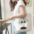 帆布购物袋单肩包韩版女文艺单肩包学生手提袋折叠环保购物袋DS502(白色（眼镜美女） 1个装)第4张高清大图