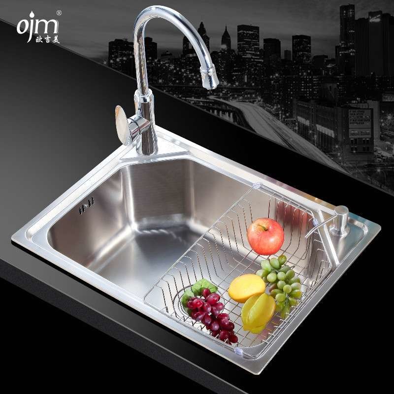 欧吉美304不锈钢水槽一体成型加厚拉丝单槽厨房洗菜盆洗碗池60 45大单盆带全铜龙头冷热水套装 配8007龙头1钢60 45 图片价格品牌报价 真快乐app 欧吉美304不锈钢水槽一体成型加厚拉丝单槽厨房洗菜盆洗碗池60 45大单盆带全铜龙头冷热水套装 配8007龙头1钢60 45 图片价格品牌报价 真快乐app