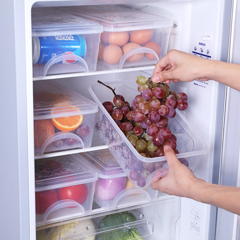 冰箱收纳盒保鲜盒套装塑料密封盒可饺子冷冻盒食品水果饭盒018火龙果