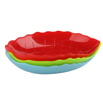 乾越 彩色树叶形水果塑料果盘 干果盘坚果盘水果盘糖果盘(红色)