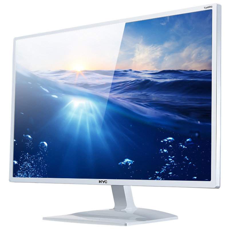 hyc24英寸ips屏窄边框广视角钢化玻璃防水led背光高清液晶电脑显示器