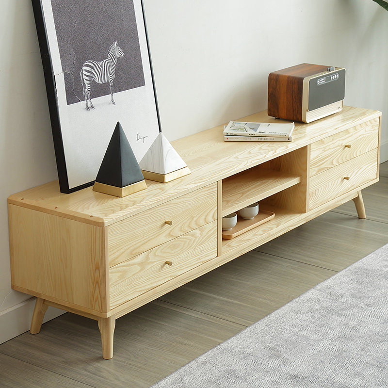 低柜组合客厅多功能储物柜现代简约轻奢家具原木色电视柜高边柜低边柜