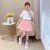 中大童夏季新款女童兔八哥粉色裙JK风套装(160cm 粉色)第5张高清大图