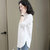亿梦诗 设计感白衬衫女中长款2021新款韩版宽松打底衬衣休闲上衣ET557(白色 XL)第4张高清大图
