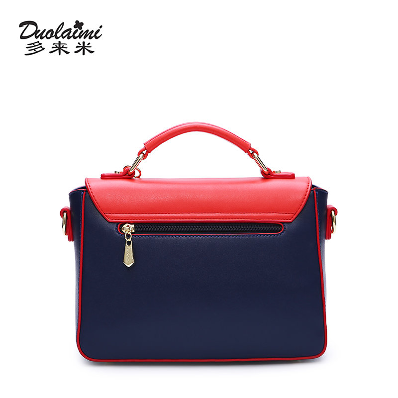 多来米女包新款潮韩版百搭斜挎包女撞色文字刺绣简约手提包