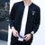 2016年秋冬季韩版新款开衫男毛衣针织衫外套夹克针织衫男棒球衣潮(黑色 XL)第2张高清大图