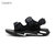 CaldiceKris（中国CK）时尚休闲露趾透气魔术贴凉鞋CK-X0002(黑白 44)第2张高清大图