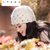 SUNTEK女人味十足复古优雅大花朵马海毛手工针织帽包头毛线帽子女保暖帽(M（56-58cm） 包头花朵卡其)第7张高清大图