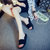 洛尚2017夏季时尚外穿韩版黑色一字拖鞋女厚底防滑平底学生沙滩凉拖鞋居家拖鞋(红色 37)第4张高清大图