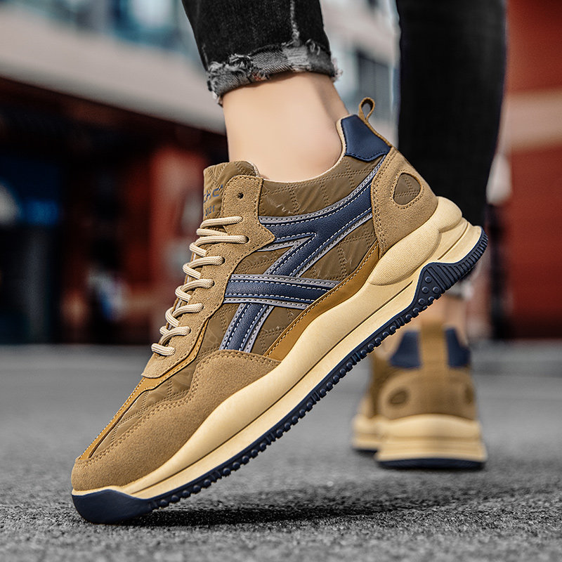 clawmoney时尚轻奢手工v6定制休闲男鞋舒适缓震运动潮鞋卡其40