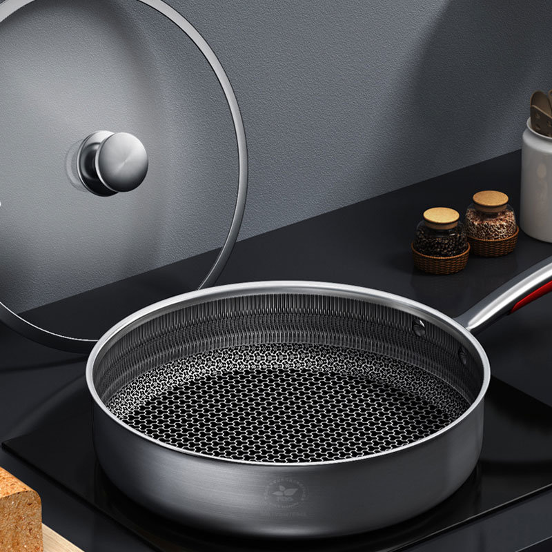 康巴赫炒锅第三代不粘锅jtg26a1316不锈钢平底锅煎锅26cm煎盘少油烟