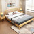 进畅家具 实木床1.8米双人床主卧现代简约日式1.5m经济型北欧床(1.8*2米（胡桃色） 床+床头柜*1)第2张高清大图