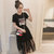 Mistletoe女夏套装时尚连衣裙女中长款高腰蕾丝半身裙套装网纱裙两件套(黑色 XXL)第4张高清大图