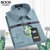 MILAI BOOS男士长袖衬衫2022年男装格纹商务休闲日常上班大码长袖衬衣男(113（浅绿） 40)第3张高清大图