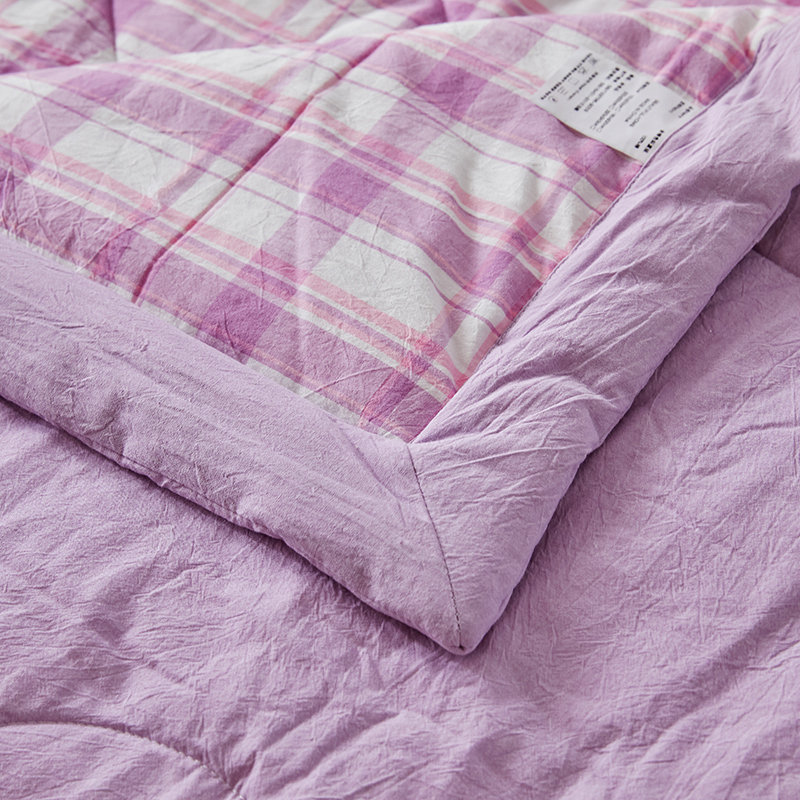 法兰卡丹新疆长绒棉夏被全棉色织水洗棉纯棉花被夏凉被空调被紫罗兰格