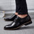 商务皮鞋男士皮鞋圆头中跟系带商务鞋透气舒适k023(黑色 41)第3张高清大图