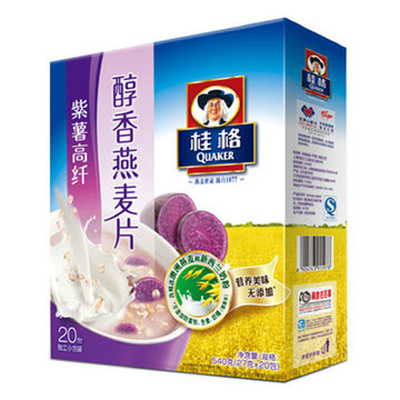 【真快乐自营】桂格Quaker醇香燕麦片紫薯高纤 540g（内含20包）方便早餐燕麦片