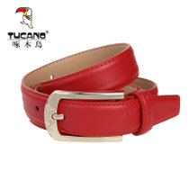 啄木鸟/TUCANO 女士腰带时尚牛皮针扣简约皮带青年红色(红色)