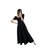 法式裙子连衣裙女2021夏装新款气质方领过膝中长款款赫本风小黑裙(长款黑色 XL)第5张高清大图