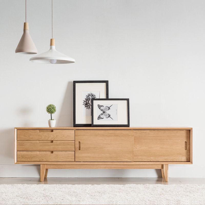 实木电视柜北欧现代简约小户型客厅家具推拉门地柜15米长原木色电视柜