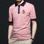 新款短袖T恤男2021夏季翻领polo衫休闲潮流男装中老年爸爸上衣  MD81176(粉红色 M)第3张高清大图