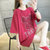 短袖T恤女2022夏季宽松中长款印花女装大码韩版半袖上衣打底衫女(红色 L)第6张高清大图