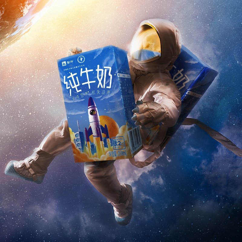 【4月产】蒙牛纯牛奶 航天砖 250ml*16 整箱