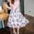 Mistletoe2017新款夏季女装长裙短袖中长款碎花雪纺连衣裙F6648(粉红色 XL)第2张高清大图
