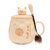 马克杯子陶瓷杯家用水杯创意潮流带盖勺可爱小猪少女心早餐杯礼品(下面桃+盖勺（礼盒+袋）400ML)第5张高清大图
