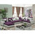 紫茉莉 沙发 布艺沙发 小户型沙发 简约现代客厅三人转角布艺沙发(米白紫色 三件套送地毯)第2张高清大图