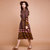 七格格 2017春装新款 民族风几何大摆收腰长袖印花连衣裙 女X989(咖啡色 XL)第2张高清大图