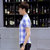 帛莱尼2016夏季男士格子短袖衬衫流行条纹韩版修身印花衬衣青年潮男DX12611(天蓝色 XXL)第3张高清大图