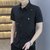 夏季男装短袖休闲商务男士衬衫1000-229(黑色 XL)第5张高清大图