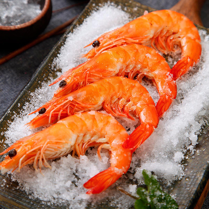 味库海鲜国产海养盐田虾净重370g3盒