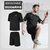 跑步运动套装男士健身服运动短裤速干紧身衣短袖运动套装(宽松黑 L)第4张高清大图