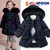 韩国童装Jelispoon2018冬季新款女童大气优雅长款厚外套(105 深蓝色)第3张高清大图