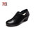 马内尔新款纯色百搭真皮单鞋深口黑色粗跟舒适圆头女鞋G05221(黑色 35)第2张高清大图