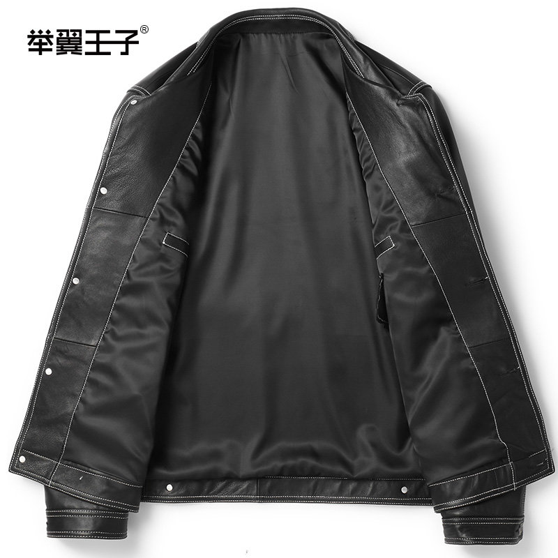 举翼王子男装皮衣海宁新款男士纯皮绵羊皮真皮夹克青年翻领外套潮款单排扣简约机车服 黑色xxl 图片价格品牌报价 真快乐app 举翼王子男装皮衣海宁新款男士纯皮绵羊皮真皮夹克青年翻领外套潮款单排扣简约机车服 黑色xxl 图片价格品牌报价 真快乐app