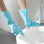 茶花PVC家务洗碗手套厨房家用软胶胶皮防水耐用刷洗碗女洗衣服加绒加厚(蓝色（单层不加绒） M)第4张高清大图
