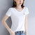 莫代尔短袖t恤女士2021年新款夏季短款女装v领上衣纯棉薄款t桖衫(白色 4XL)第2张高清大图