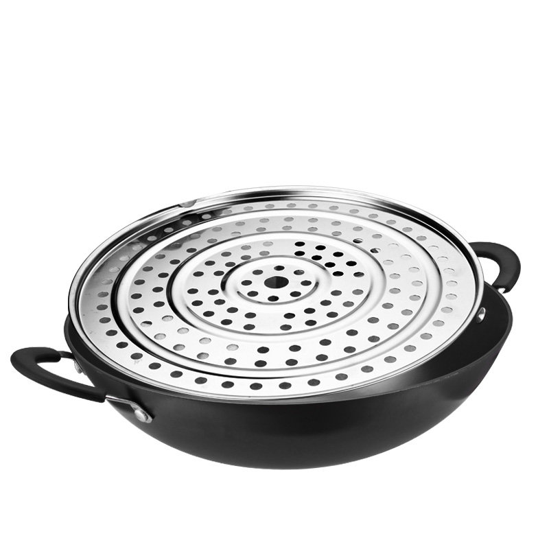 爱仕达asd炒锅铁锅无涂层40cm铸铁锅炒菜锅蒸炖锅锈不了生铁双耳煎